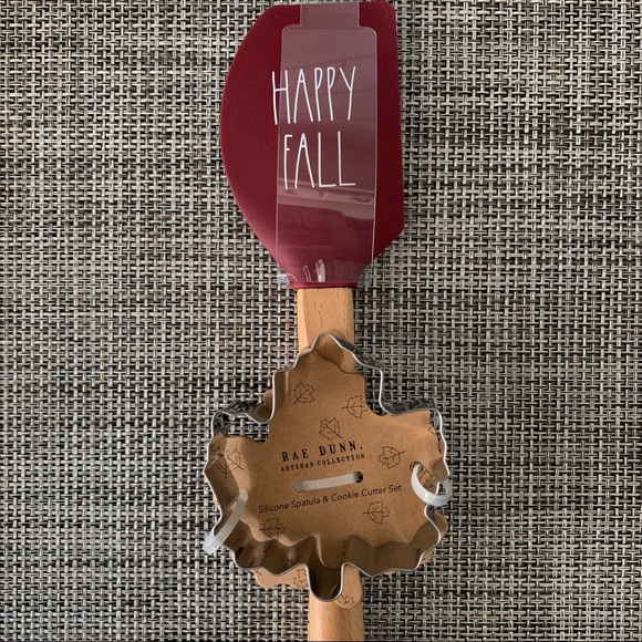 Rae Dunn Halloween Silicone Spatula and Cookie Cutter Set Happy Fall - Picture 2 of 4